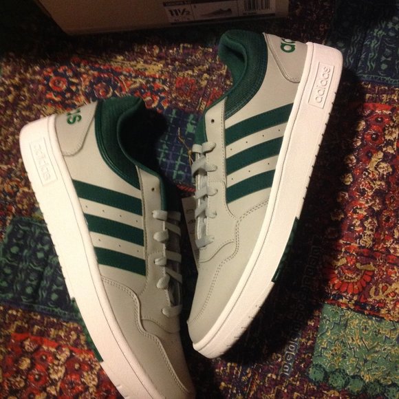 Adidas Men's Hoops 3.0 Gray & Green Low Sneakers -11.5M - New in Box - Picture 1 of 12